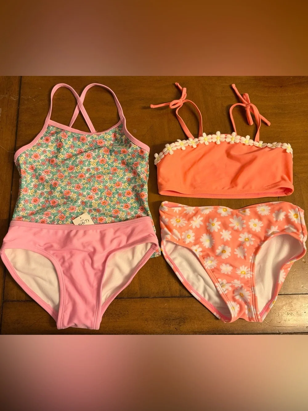 Cat & Jack Pink and Coral Girls Bikini Sets - Floral & Daisy Styles